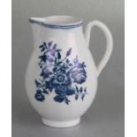 An 18th century Worcester porcelain blue & white sparrow beak milk jug decorated with sprays of