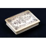 An 18th / 19th century ivory box with pique work decoration, 6cms wide.