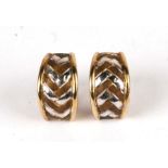 A pair of 9ct gold multi colour half-hoop earrings, 4g.