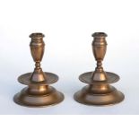 A pair of Dutch brass candlesticks, numbered '86' to the underside, 16cms high.