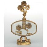 A late 19th / early 20th century continental gilt metal table perfume bottle, 26cms high.Condition