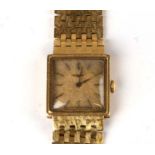 An 18ct gold Longines wristwatch with 17-jewel movement numbered '13077360', on an 18ct gold