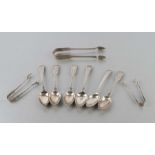 A quantity of Victorian silver teaspoons, various dates and makers; together with three pairs of