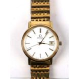 An Omega Automatic gold plated gentleman's wristwatch, the silvered dial with centre seconds and
