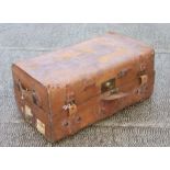 A vintage leather travelling trunk by Insall of Bristol, with fitted interior, the exterior with