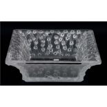 A modern Lalique 'Trellis Roses' glass bowl of square flared form, retailed by Asprey , in