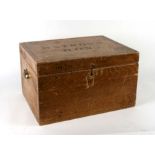 A Victorian pine box with original scumble decoration, the lid sign written 'Matron's Box', 42cms