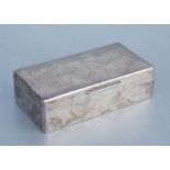 A silver two-division table top presentation cigarett box engraved with crests and signatures,