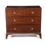 A Regency mahogany chest, in the manner of Gillows, with three long graduated drawers, on bracket