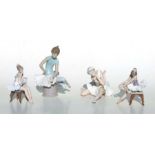 A group of Lladro ballerina figures, the largest 21cms high (4).Condition Reportlarge seated