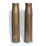 A matching pair of brass artillery shells / stick stands. Overall height 70cms (27.5ins)