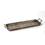 A Hukin & Heath silver plated two-handled sandwich tray, 35cms wide.