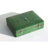 A late 18th century shagreen box and cover with silver hinges and fasteners, 18cms wide.Condition