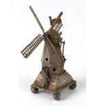 A Dutch silver miniature model of a windmill, 8cms high.