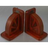 Naval interest. A pair of treen bookends made from oak from HMS Defiance, each with plaques dated