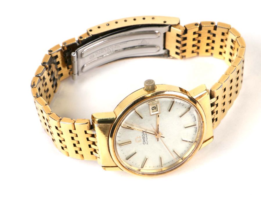 An Omega Automatic gold plated gentleman's wristwatch, the silvered dial with centre seconds and - Image 2 of 2
