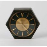A Jaeger LeCoultre Hermes leather desk clock, 14cms wide.Condition ReportCurrently not running and