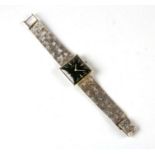An Asterial 18ct white gold wristwatch with 18ct white gold bracelet strap, the 2.5cm square green