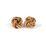 A pair of 9ct gold knot earrings, 3.2g.