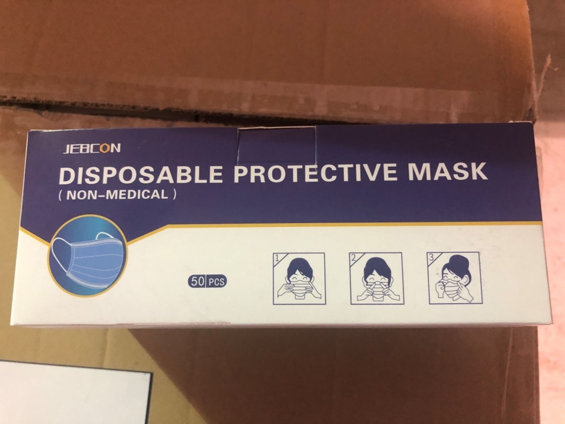 LOT DE 2000 (40 BOX X 50) MASQUES NON MEDICAL JEBCON 3 PLIS / JEBCON 3-PLY FACE MASK NON-MEDICAL,