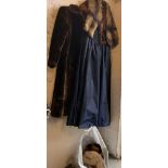 FUR COAT, TAFFETA DRESS, FUR STOLES ETC