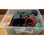 COLLECTION OF COSTUME JEWELLERY INCLUDING BEADED NECKLACES, GEORG JENSEN JEWELLERY BOXES