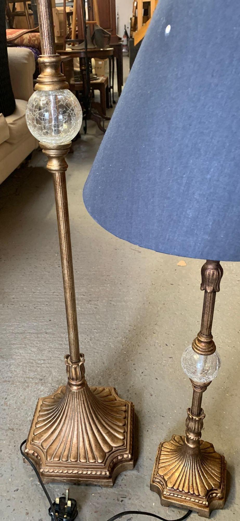 GILT STANDARD LAMP & MATCHING TABLE LAMP WITH SHADE - Image 2 of 3