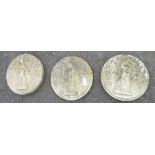 ARCHITECTURAL SALVAGE - 3 CIRCULAR MARBLE WALL PLAQUES