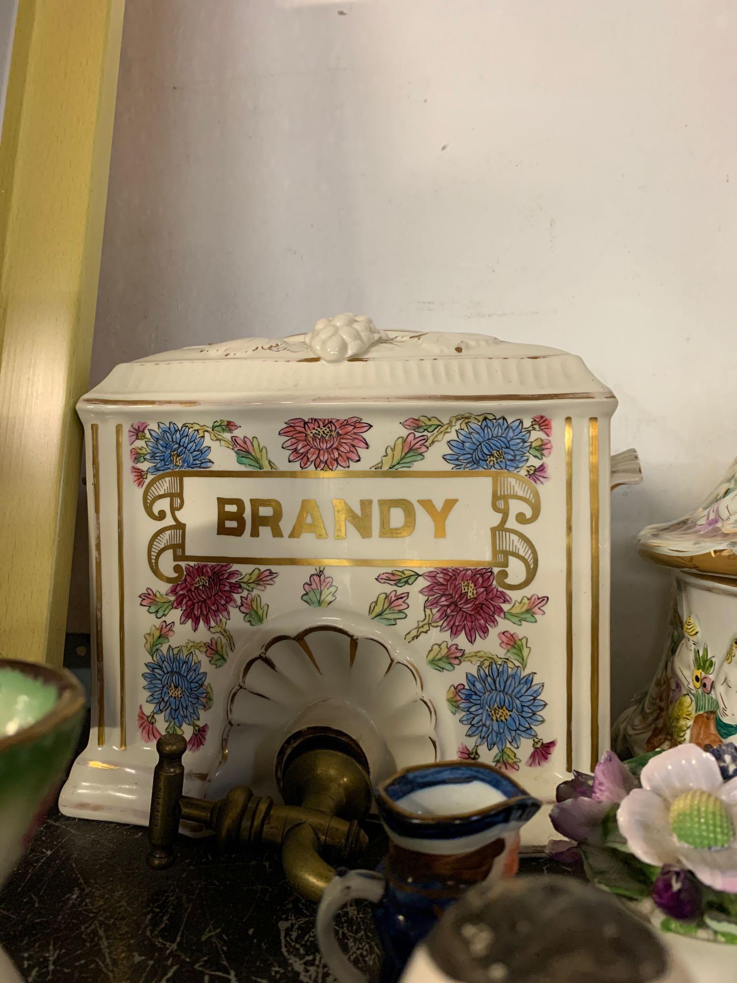 A BRANDY DRINKS BARREL, STAFFORDSHIRE FIGURE & OTHER ITEMS - Image 2 of 5