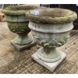 PAIR OF STONE PLANTERS