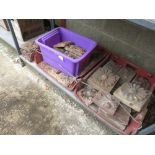 ARCHITECTURAL SALVAGE - GOOD QUANTITY OF TERRACOTTA TILES WITH VARIOUS DESIGNS INCLUDING FLOWERS