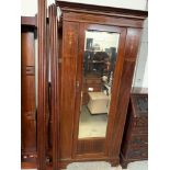 MAHOGANY INLAID SINGLE WARDROBE WITH MIRRORED DOOR