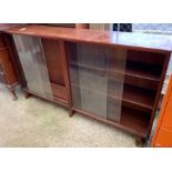 SMALL OAK BOOKCASE ALONG WITH A GLASS FRONTED SIDEBOARD
