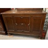 STAINED OAK BLANKET BOX WITH DECORATIVE FRONT