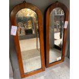 2 MATCHING WOOD FRAMED ARCHED SHAPED MIRRORS