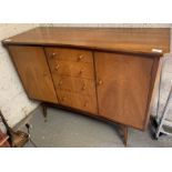 MID CENTURY SIDEBOARD WITH 2 CUPBOARDS & 4 DRAWERS ON HAIR PIN LEGS
