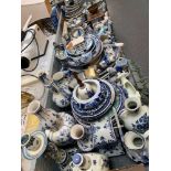 LARGE QUANTITY OF DUTCH DELFTWARE TO INCLUDE CHARGERS & VASES