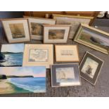 QUANTITY OF FRAMED PRINTS, MAPS & SOME CANVASES