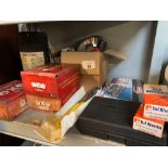 COLLECTION OF VINTAGE OXO TINS, BOXED CARS, SPOT LIGHT & ASSOCIATED TOOLS