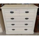 WHITE PAINTED CHEST OF DRAWERS, 2 SHORT, 3 LONG