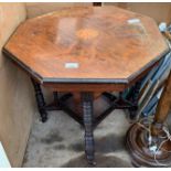 OCTAGONAL GLAZED TOP DINING TABLE