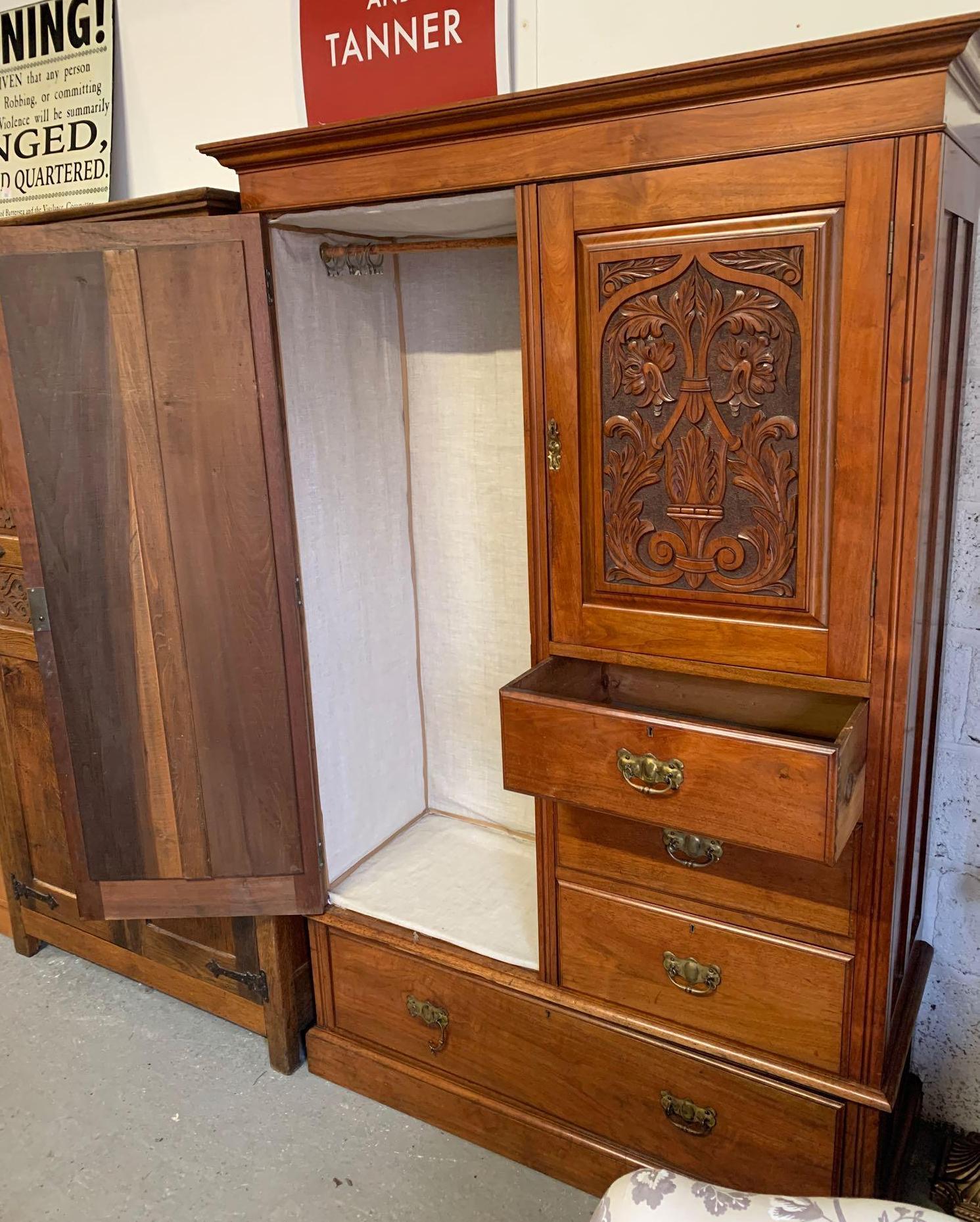 WARDROBE WITH CARVED PANEL & MIRRORED DOOR ## KEY ## - Image 2 of 2