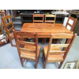 EXOTIC WOOD DINING TABLE WITH 6 CHAIRS