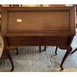 MAHOGANY BUREAU ON CABRIOLE LEGS