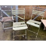 3 WOODEN & METAL FRAMED GARDEN CHAIRS