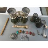 GEMSET SILVER BRACELET, SILVER COFFEE SPOONS, BINOCULARS ETC