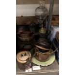 BEDOUIN METAL COFFEE POT, BRASS BOWLS & OTHER METALWARE