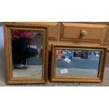 PAIR OF RECTANGULAR GILT FRAMED MIRRORS