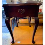 MAHOGANY SIDE TABLE ON CABRIOLE LEGS