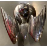CHROMED CAR MASCOT IN THE FORM OF A BIRD IN FLIGHT